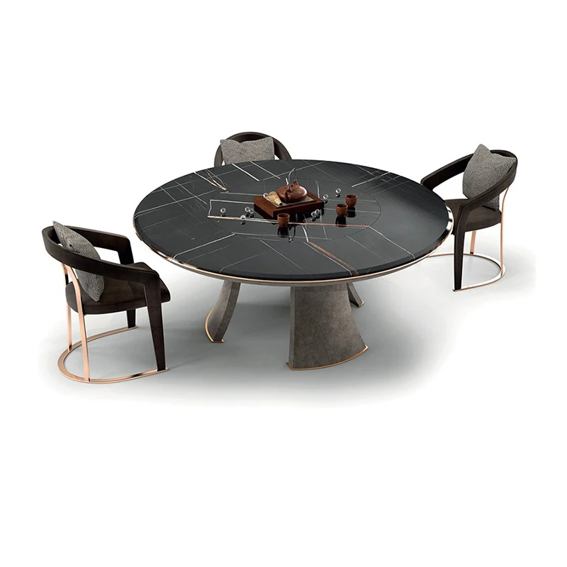 Luxury Dining Room Sets Table Chair Round Marble Italian Modern Dining Room Set