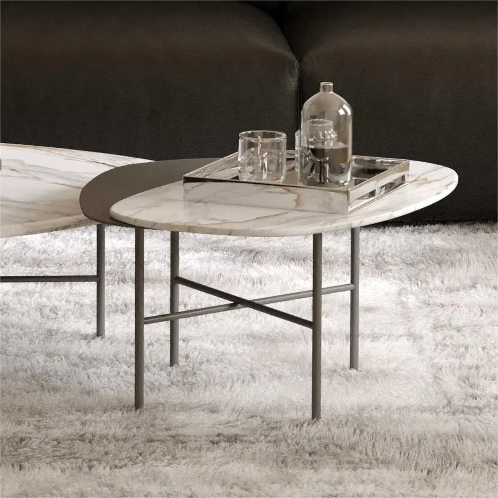 Higher Quality Modern Design Living Room Furniture White Marble Metal Tripod Coffee Table Coffee Table Set