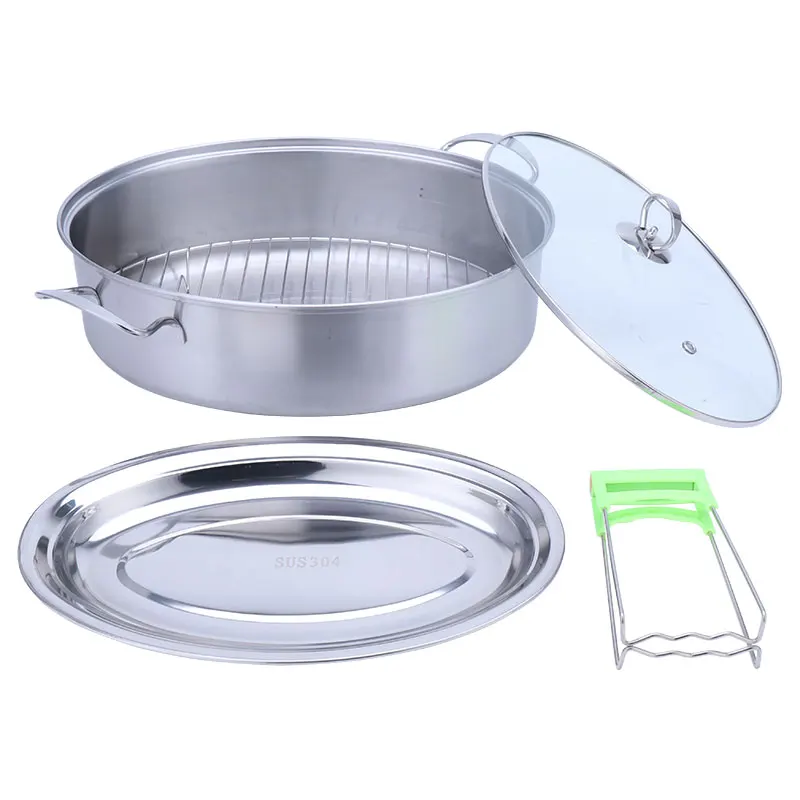 
304/410 Stainless Steel Fish Steamer Pot Hot Pot Fish Pot Cooking Open Flame Induction Cooker Use 