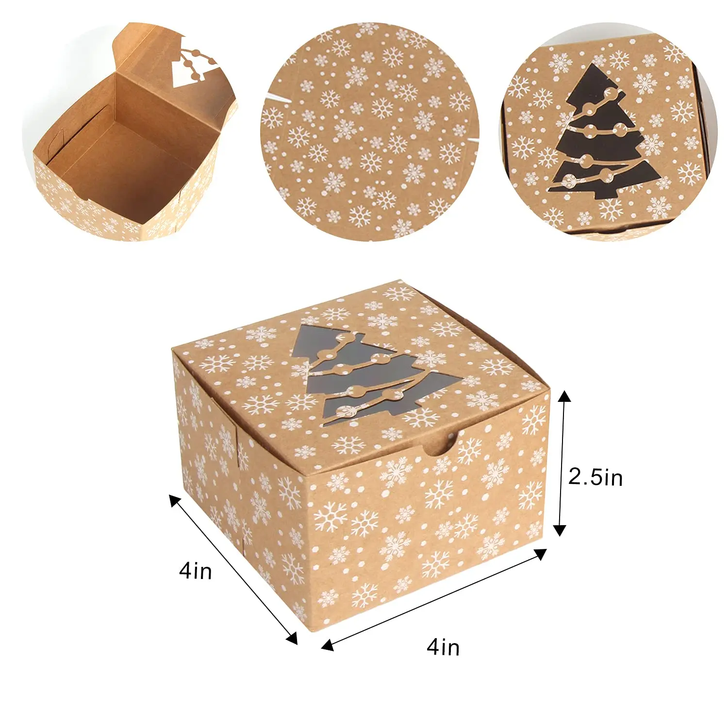 GMI  Present Christmas Window Cake Box Design For Christmas Bakery Cookie Cake Brownie Packaging
