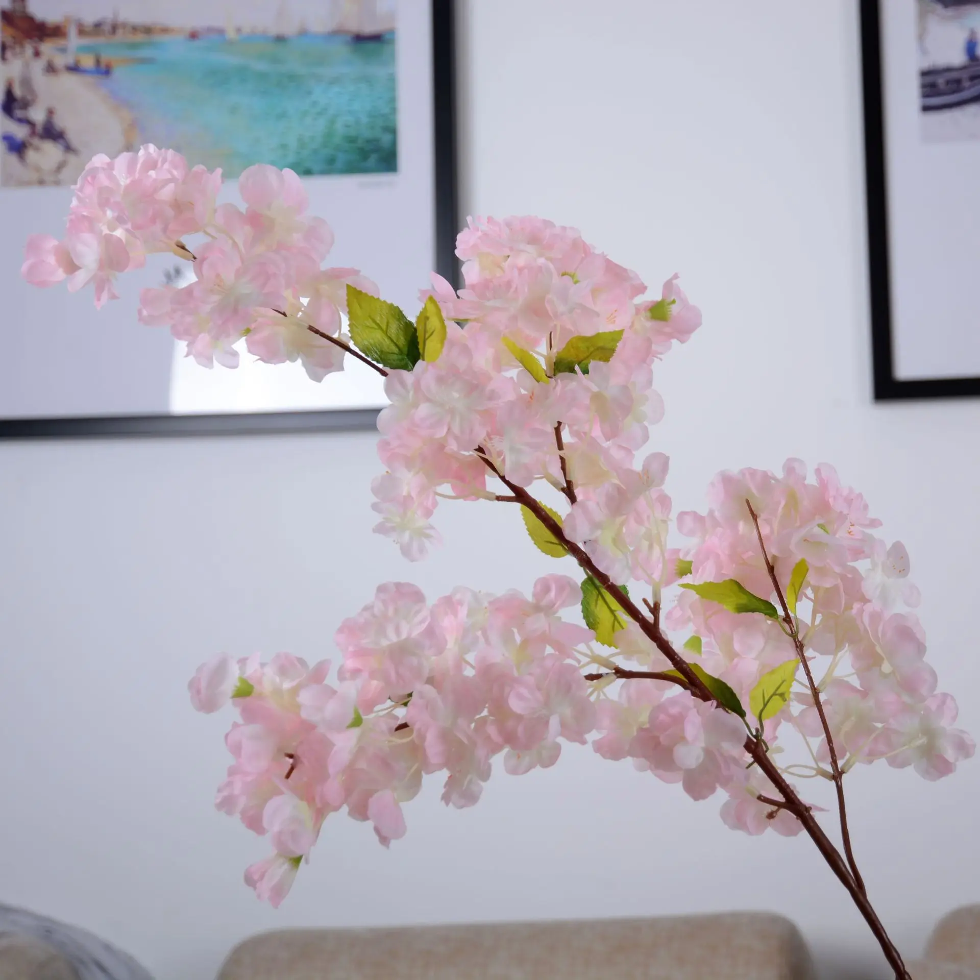 2023 Artificial white pink color cherry blossom branches for wedding centerpieces arch tree tall vases