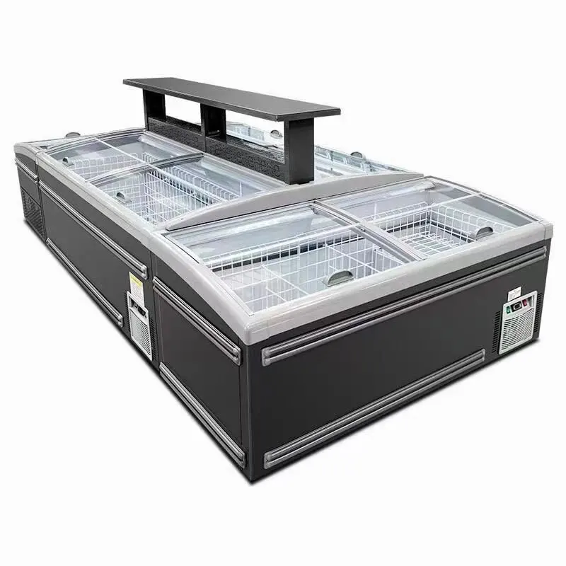 Professional customized Commercial Island Cabinet Supermarket Horizontal Combination Island Cabinet Large Capacity Refrigerator