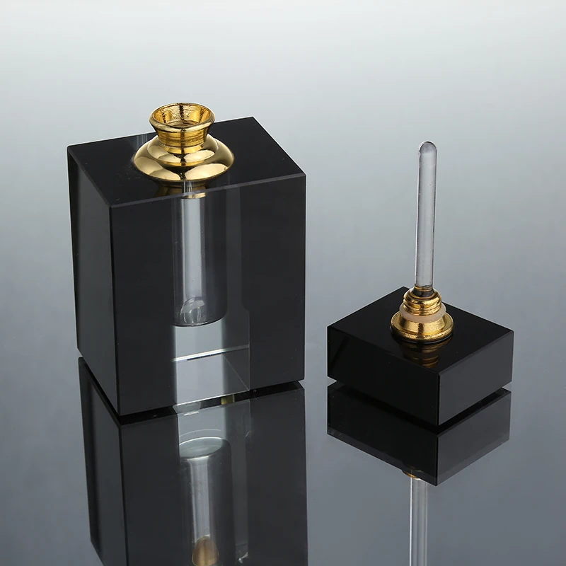 CJ-Classic Fancy Luxury 6ml Square Empty Dropper Scent  Portable Body Aloes Black Crystal Perfume Bottle