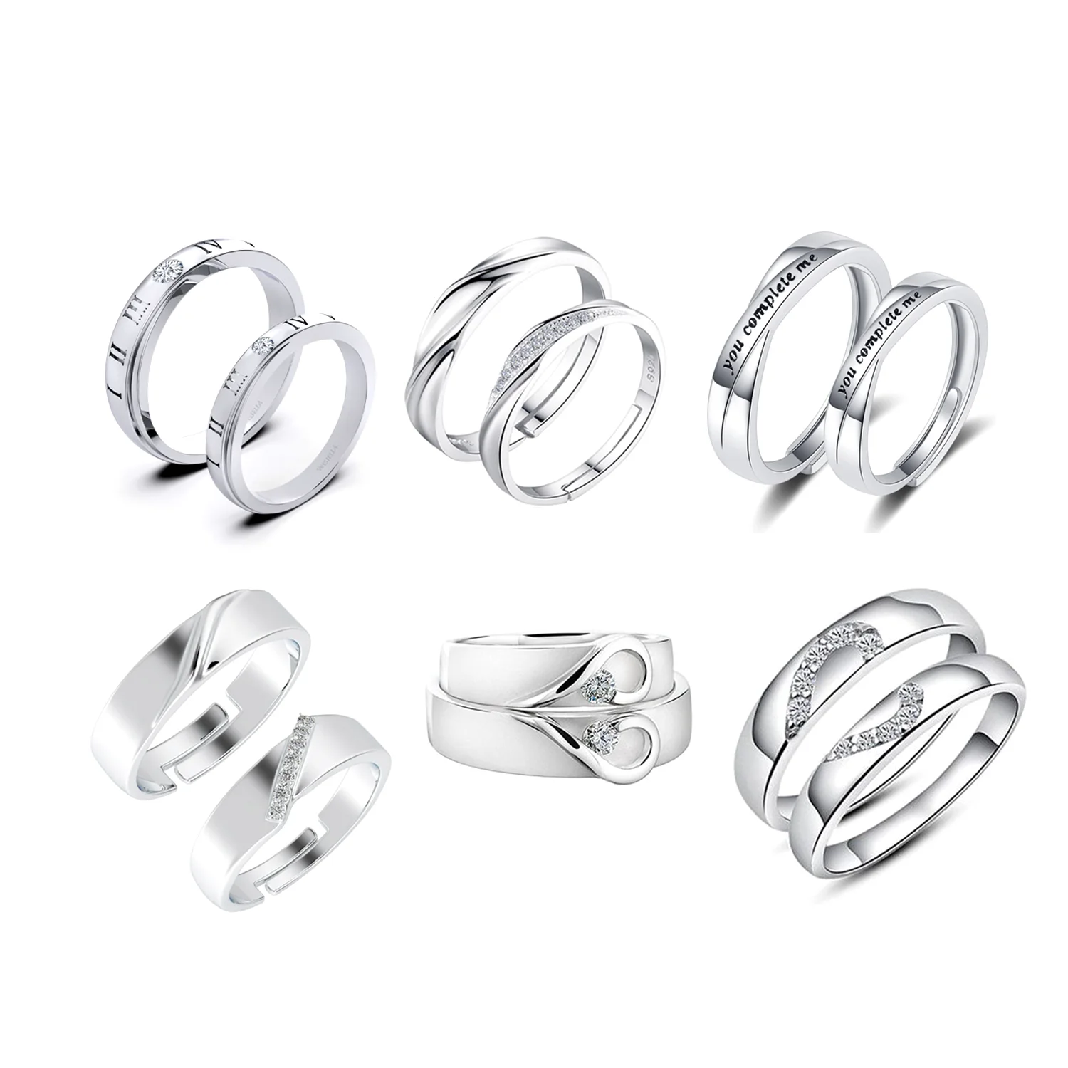 Jewelry OEM Manufacturer Sterling Silver 925 Fashion Adjustable Ring Man Women Vintage Promise Love Couple rings