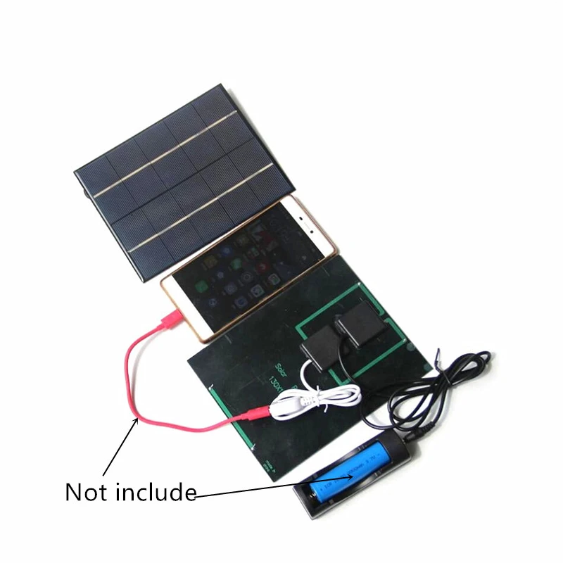 5V 3.5W solar Panel pool board Solar mobile phone charger charging board can charge 18650 rechargeable battery with 18650 case