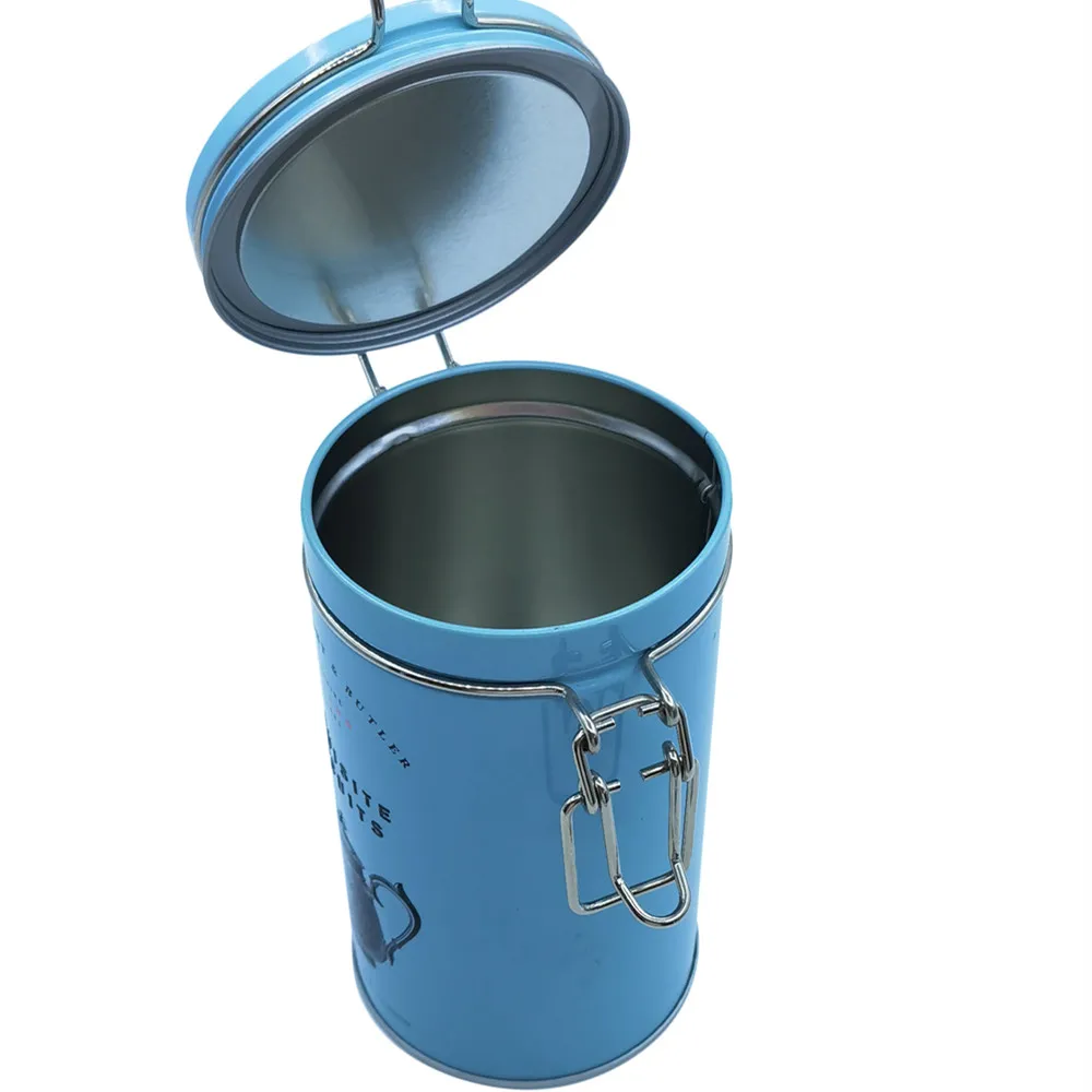 Manufacturer produces custom cylindrical tea and coffee cans with buckles