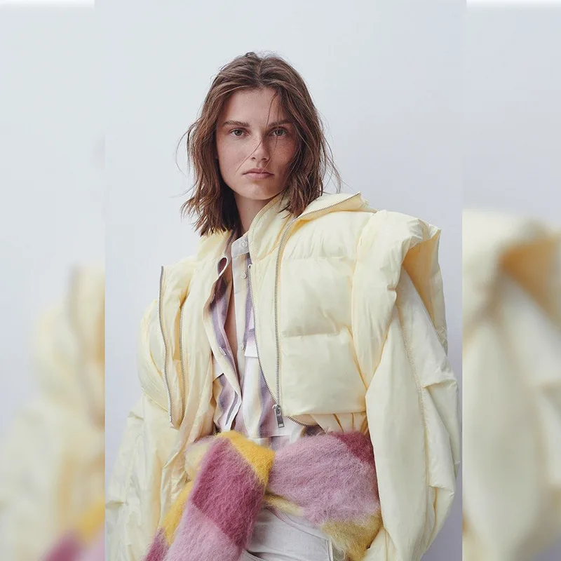 R10015 - fashion solid hooded hollow out bandage sleeveless women cotton padded jacket