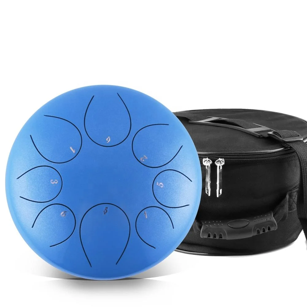 
8 Inch Steel Tongue Drum 8 Notes Black w/Travel Bag and Mallets,Tank Drum Chakra Drum,Percussion Hangpan Drum Instrument Light 