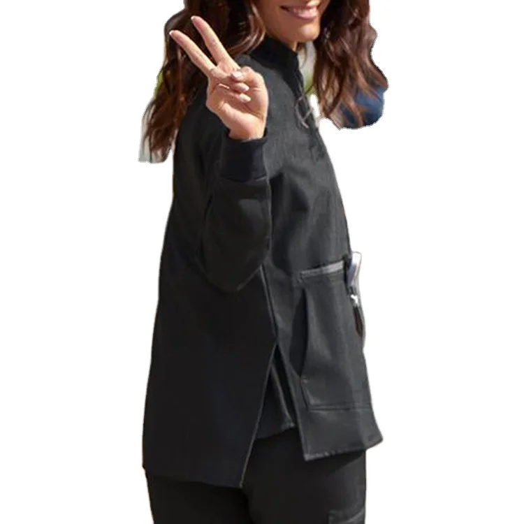 2021 new hand washing clothes surgical cosmetology overalls Christmas print short-sleeved pocket T-shirt nurses jacket