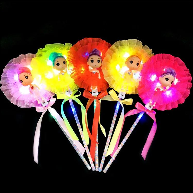 New arrivals led glowin fairy stick kids doll magic wand glowing doll flash children toys