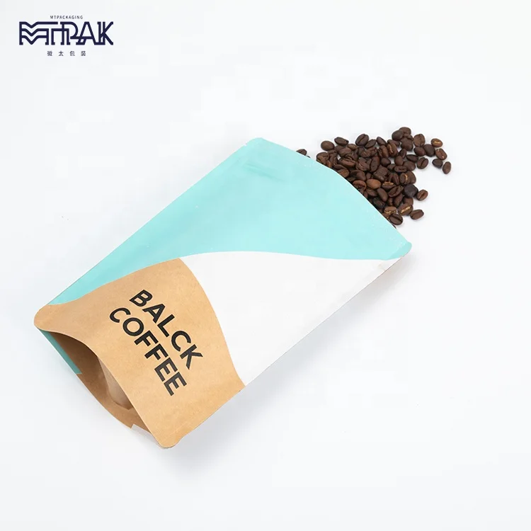 
Wholesale brown paper kraft doypack coffee bag reusable bags 