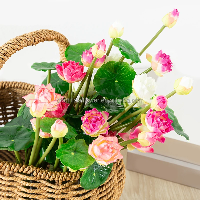 Wholesale Faux Silk Water Lily Flowers Latex Real Touch Flower Wedding Table Flower Centerpieces Artificial Lotus