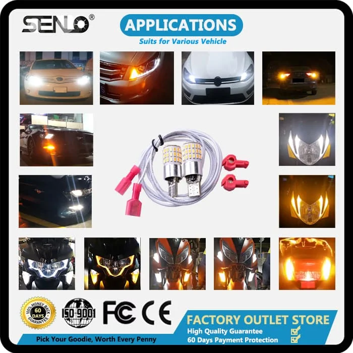 Motorcycle dual color led Turn signal lights T10 w5w 168 175 2825 led wedge bulb bicycle turn signal light