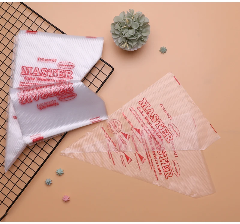 Custom 100pcs Pack Pastry Piping Bags Disposable Baking Accessories Cake Cream Pastry Bags