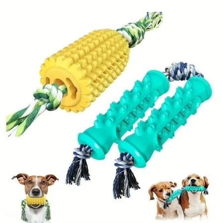 Sustainable Pet Dog Chew Toy Funny Animal TPR Toy Playing Cotton Rope Bite-Resistant Rubber Tooth Cleaning Popular Design Cats
