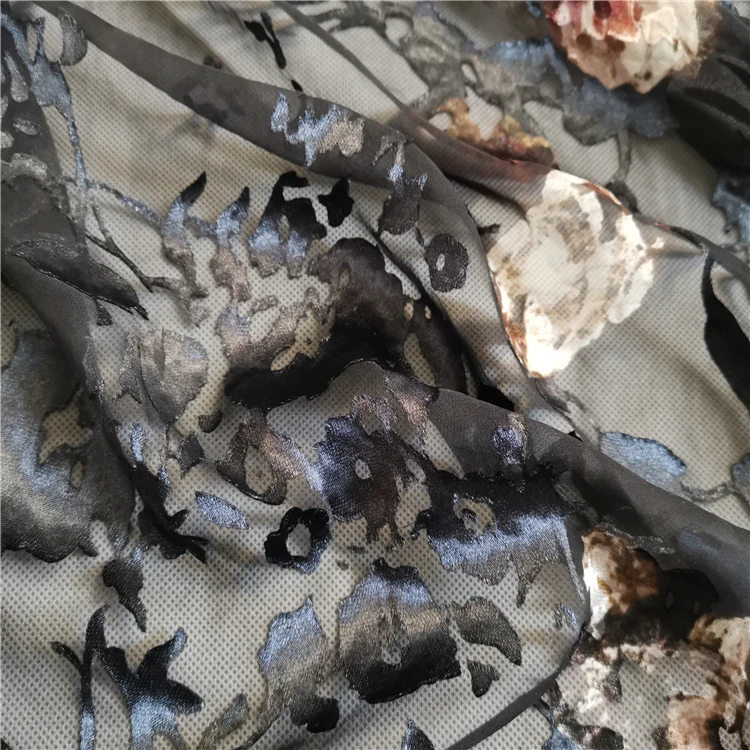 
Italian Burnout Silk Fabric Silk Viscose Blend Fabric Viscose Silk Fabric 