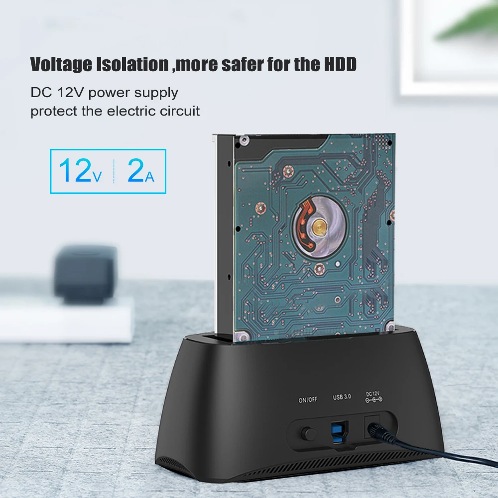 Feixuan Single Bay External HDD Docking Station SATA to USB 3.0 Adapter for 2.5' 3.5' SSD GEN1 5gbps Hard Disk Case PVC+ABS