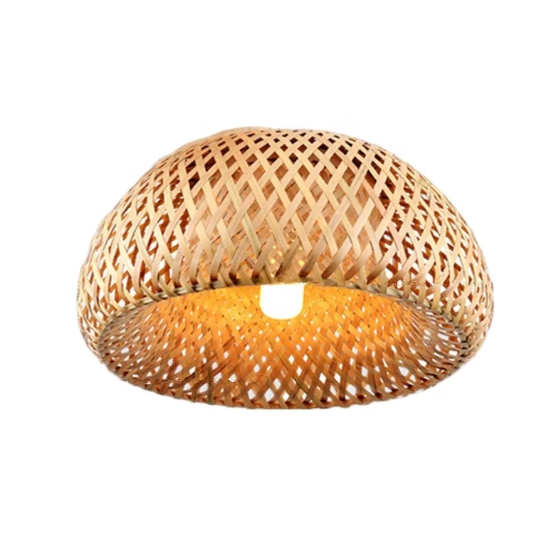 Rustic Rattan Pendant Light Fixture Farmhouse Bamboo Pendant Lighting Wicker Shade Basket Woven Chandelier for Dining Room