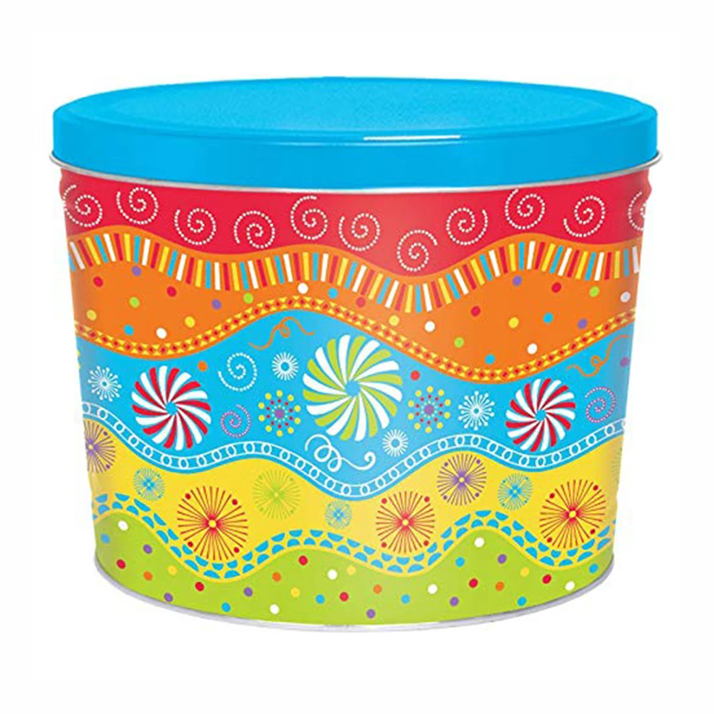 Tin Box Large Gift Storage Tins Metal Recyclable Food Cookie Tins Big Popcorn Snacks