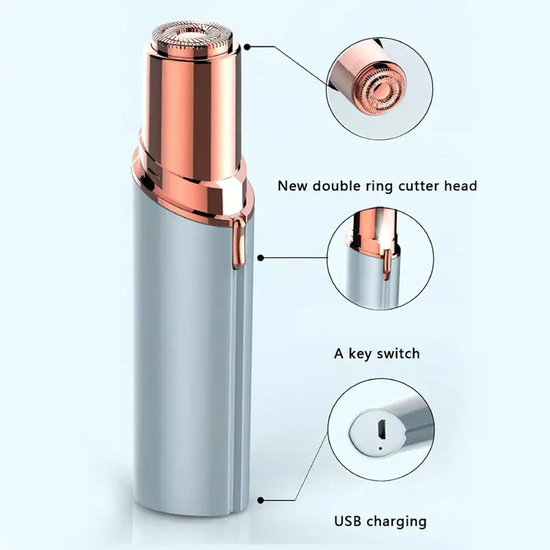 Home use mini lipstick facial hair remover rechargeable shaver lips eye brow hair removing appliances epilator  for women