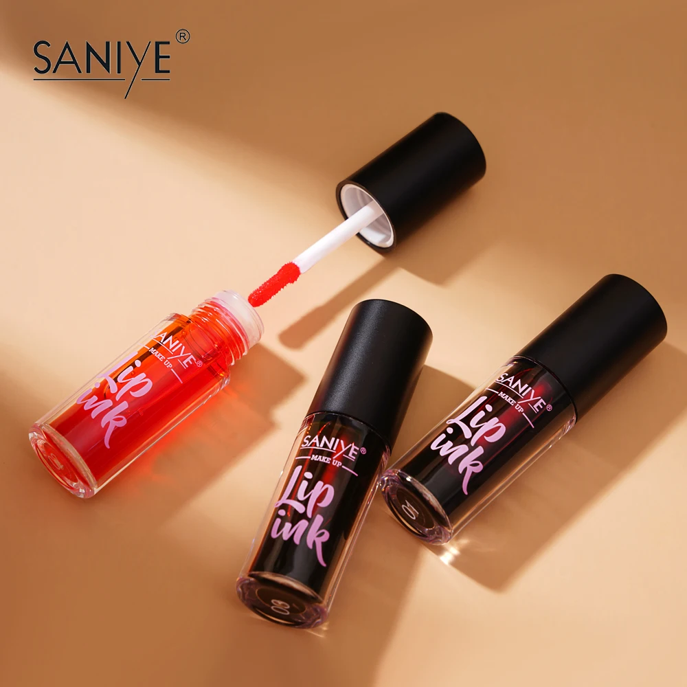 Saniye pigmented lip gloss private label lip glaze wholesale cheap tinted vegan pink flash small cosmetic  liquid lipstick