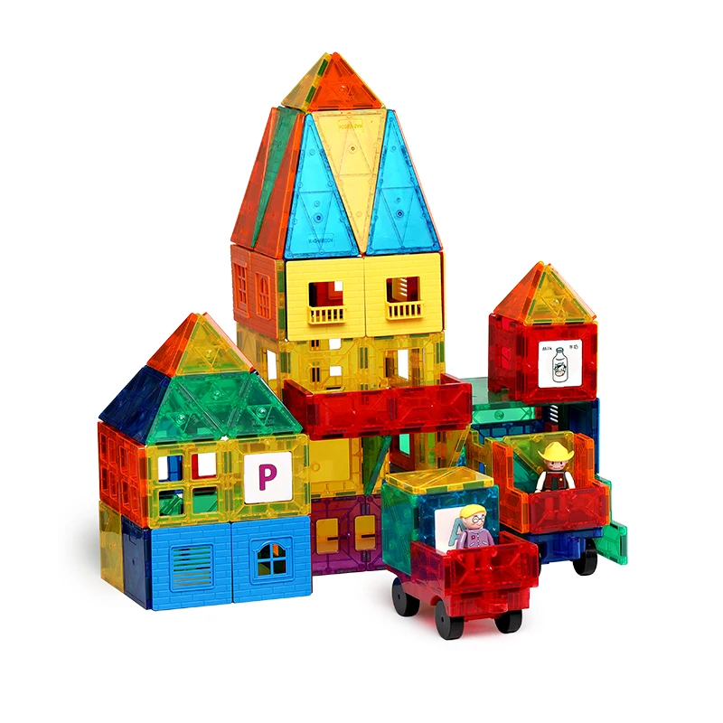 100pcs STEM toy magnetic building blocks set children DIY 3D magnet construction blocks toy car for magic magnetic sheet 2022