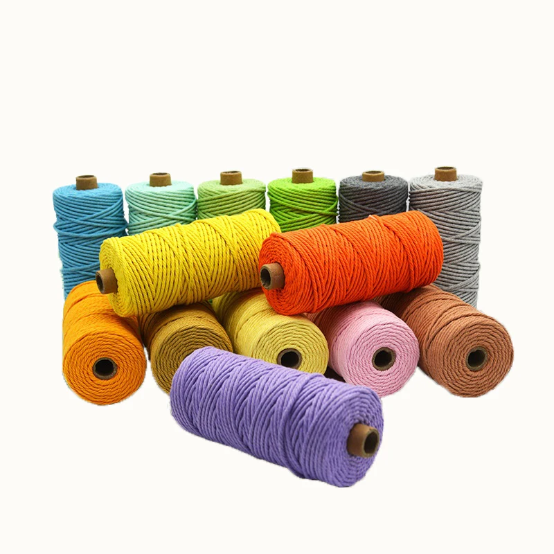 Customized Factory Diy Decoration Cord Macrame Braided Cord 3mm 4mm Cotton Macrame Rope Macrame Plant Hangers for Crochet