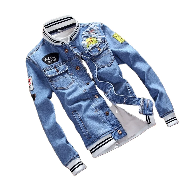 Wholesale Denim Jacket Mens Slim Fit Japanese Style Teens Boys Denim Jeans Jackets and Coats