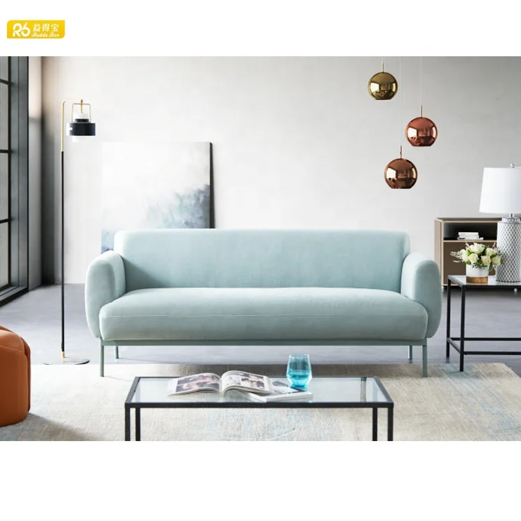 Chinese modern fabric love sofa set living room furniture metal legs 2 seat sofa online sale