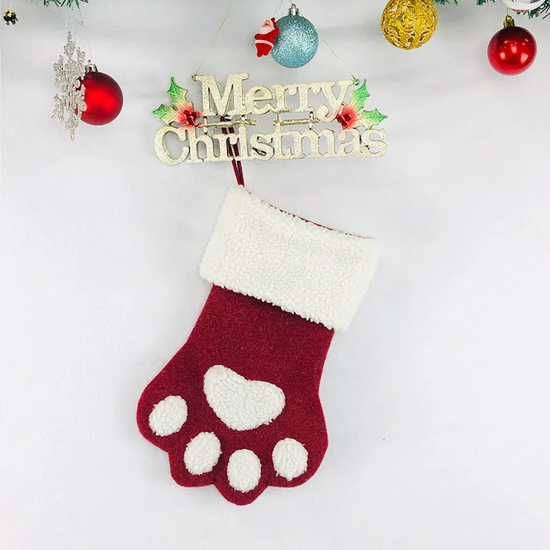 
Custom Kids Design Toy Christmas Eve Tree Decoration Ribbed Cuff Knit Christmas Stocking 
