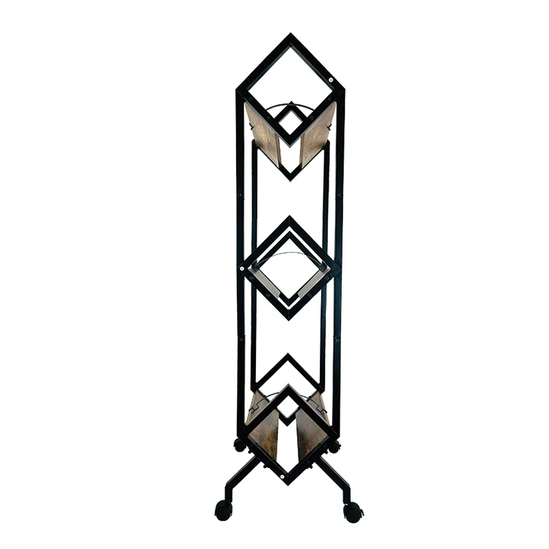 Bookshelf 3 Tier Floor Standing Metal Bookcase with Wooden Shelves Rack Display Unit for Living Room Home Office