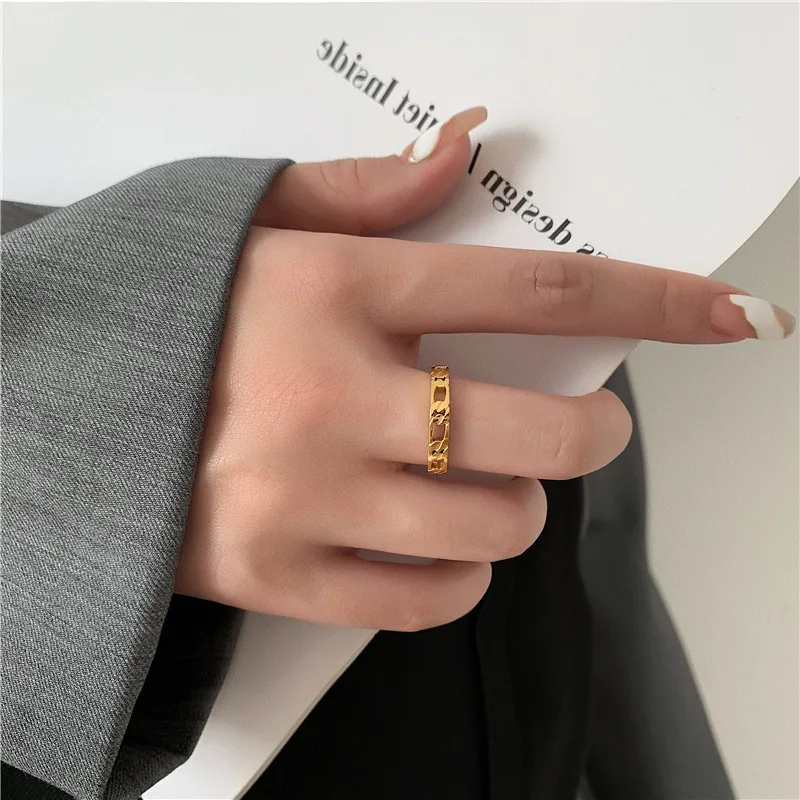 SUMMLY Vintage Personalized Waterproof 18K Gold Plated Stainless Steel Rings Fashion Jewelry