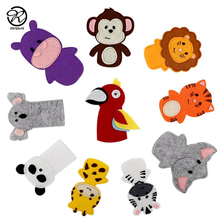 Hot selling Felt Finger Puppets kids toys for children educational toys Cute Soft Cartoon Zoo Animals Hand Puppets Toys for Baby