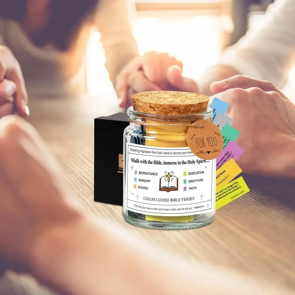 Christian Cards Jar Colorful Bible Verses Jar Handmade Christian Colorful Bible Jar Glass Best Wishes Note For Reading Christmas