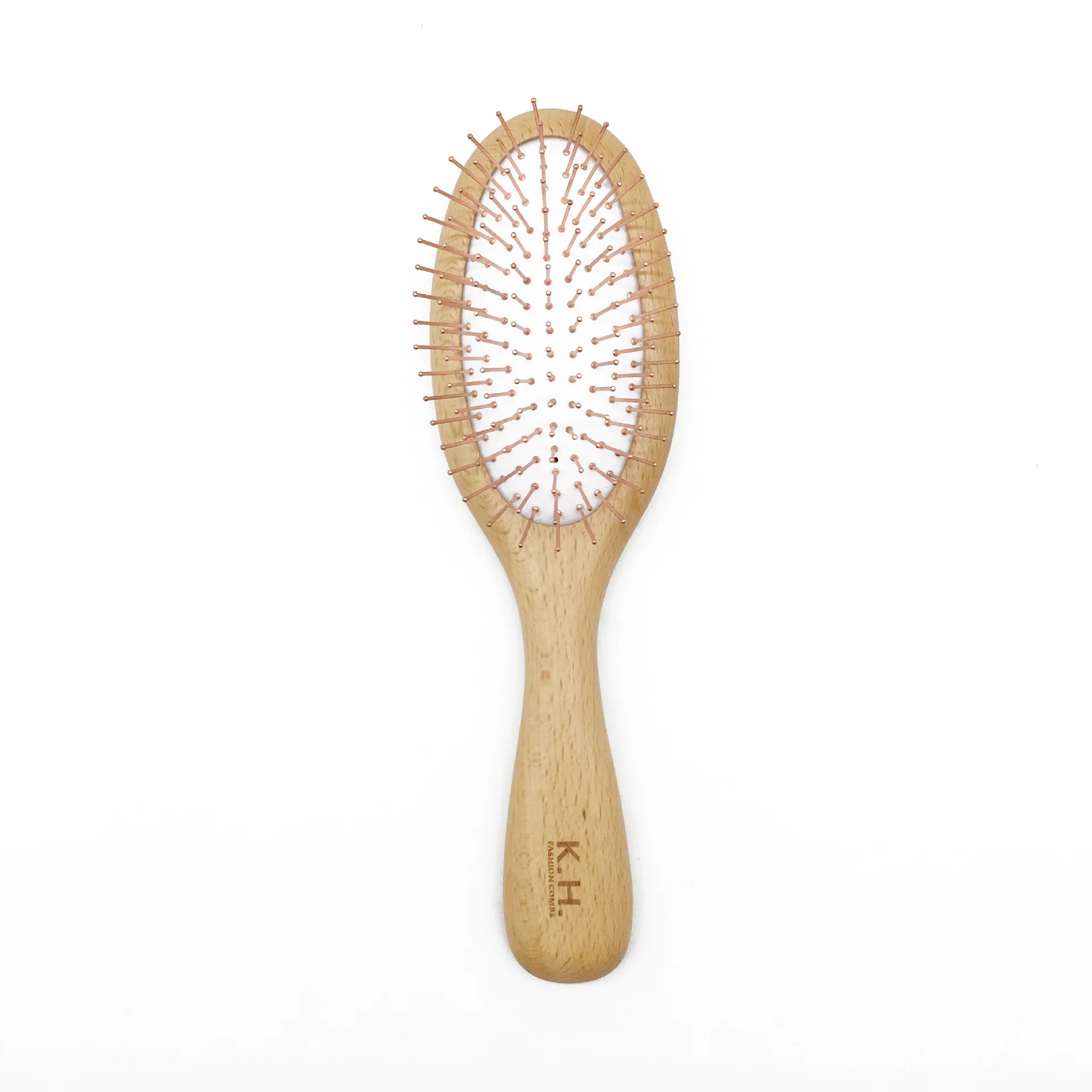 K.H. Lina Metal Pin Scalp Massage Hair Brush Beech Wood Steel Pin Hair Brush