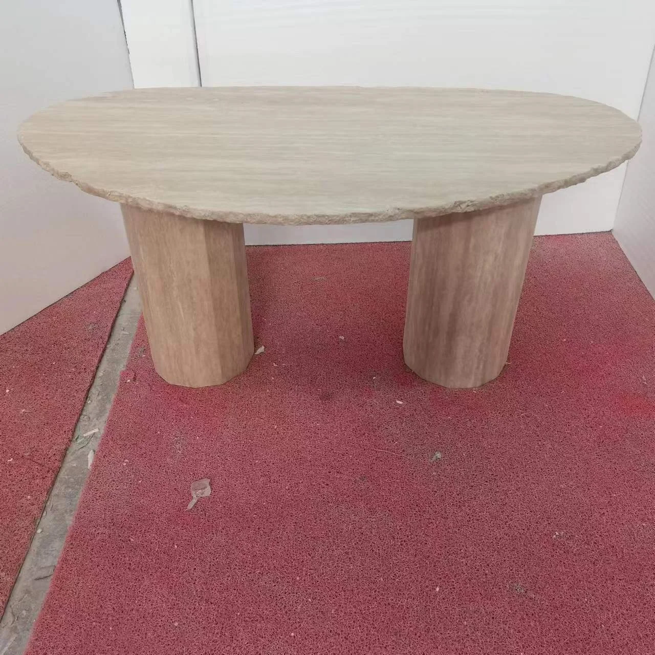 custom design natural edge oval irregular shape coffee table travertine ripple table