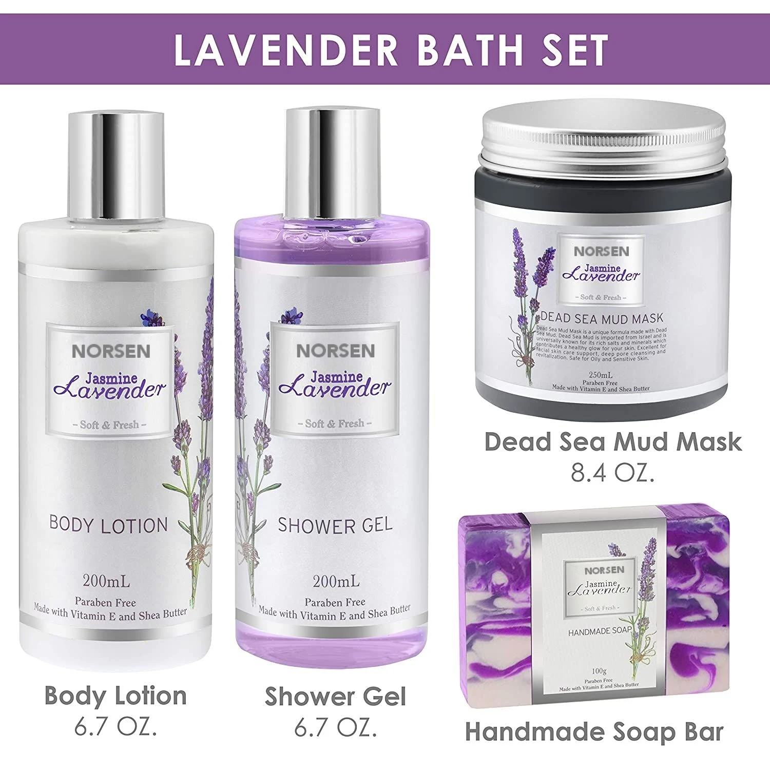 Factory Supply new 2021 wholesale Lavender  shower gel body lotion bath Bath and Body Gift Set