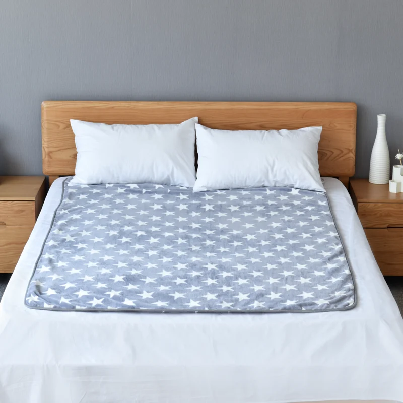 Printed fleece 6 Level Heated Throw blanket twin size CE GS CB RoHS BSCI Rapid Heating Up auto off timer