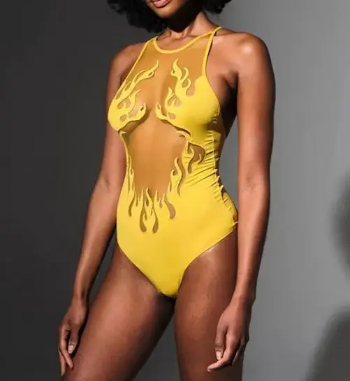 Sexy Mesh See Through Patchwork Skinny Bodysuits Women Solid Black Sleeveless O-Neck Stretchy Body-Shaping Lady Clubwear