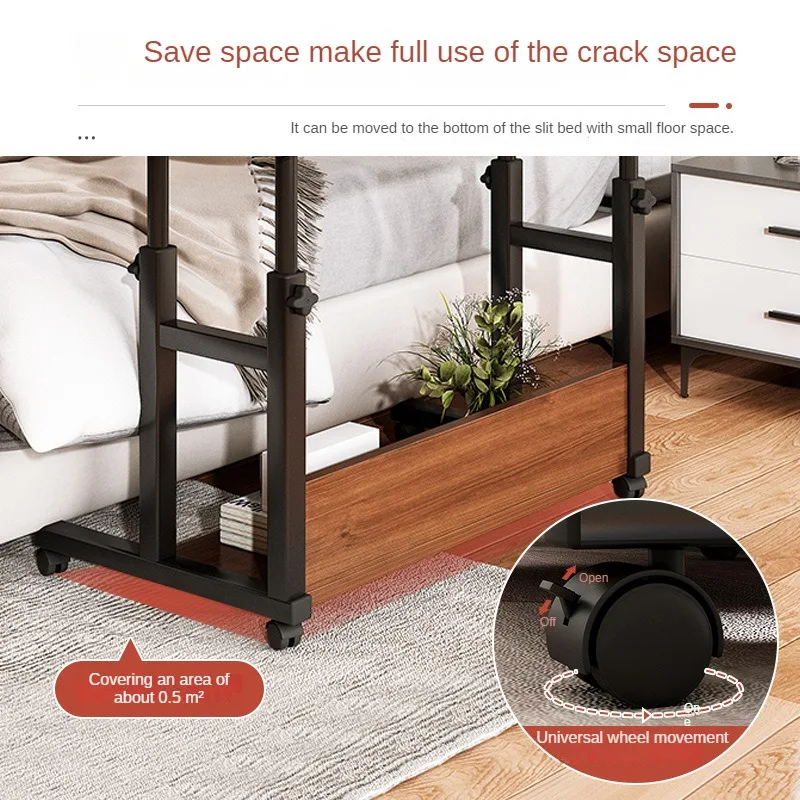 Bedroom Home Student Study Desk Bedside Table Multifunction Portable Wooden Mobile Tea Table