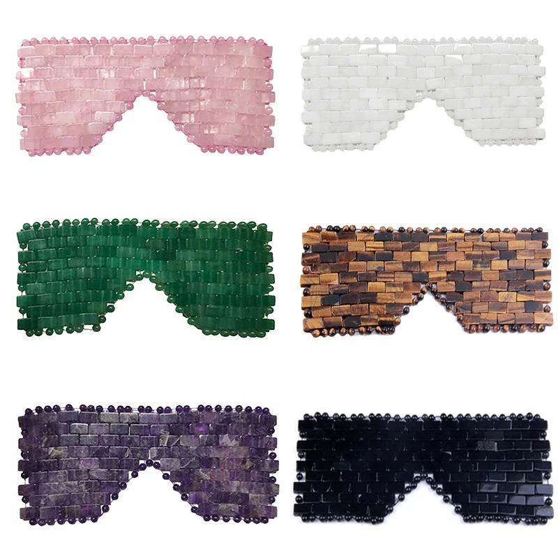 Anti-Aging Xiuyan Jade Eye Mask Jade Stone 100% Natural Rose Quartz Face Sleeping Mask Jade Roller Face Eye Mask