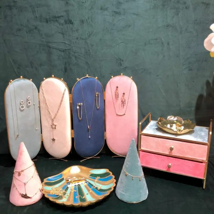 Креативная полка для украшений ручной работы из замши, металлическая Вельветовая полка для ювелирных изделий, демонстрационный стеллаж для браслетов, колец, органайзер для хранения ювелирных изделий