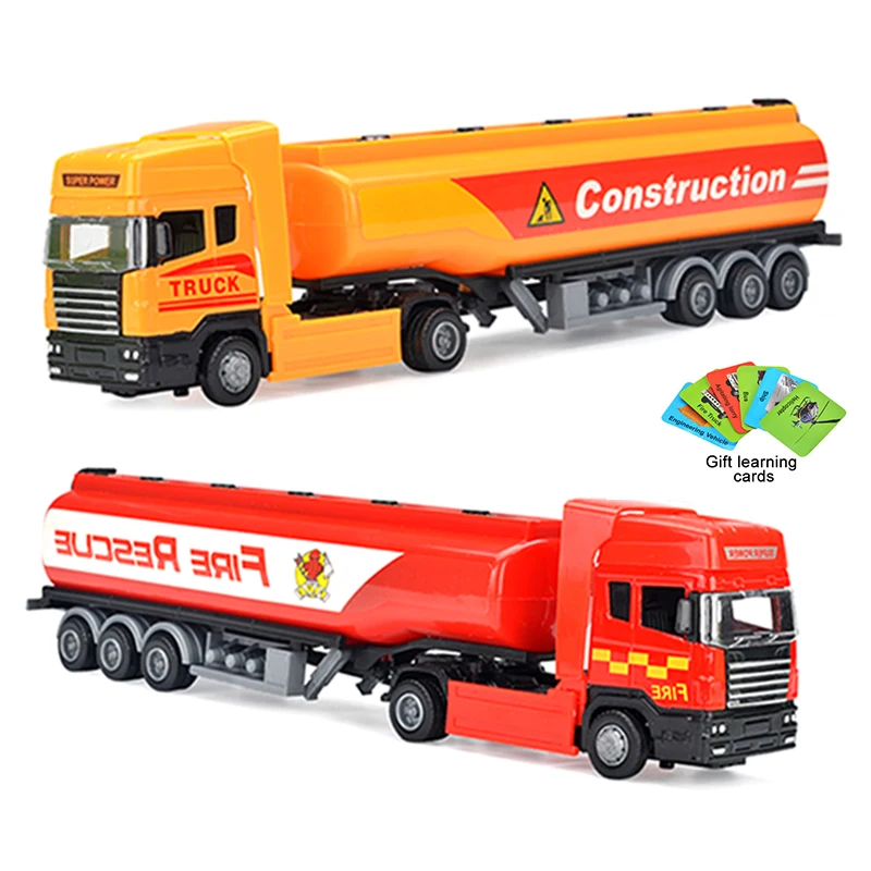1:48 Oil Tank Truck Pull-back Vehicle Diecast Toy Simulation Tanker Trucks Alloy Model Diecast Car Toy Oil Tank Truck