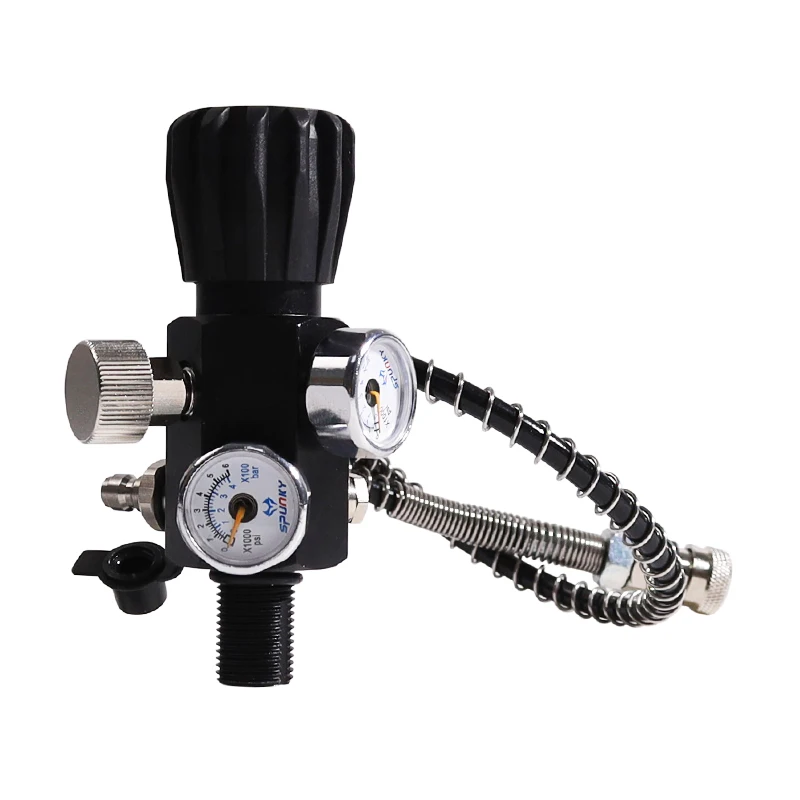 Paintball Fill Station 24inch Spring Hose with M18x1.5 Adapter 6000Psi Gauge