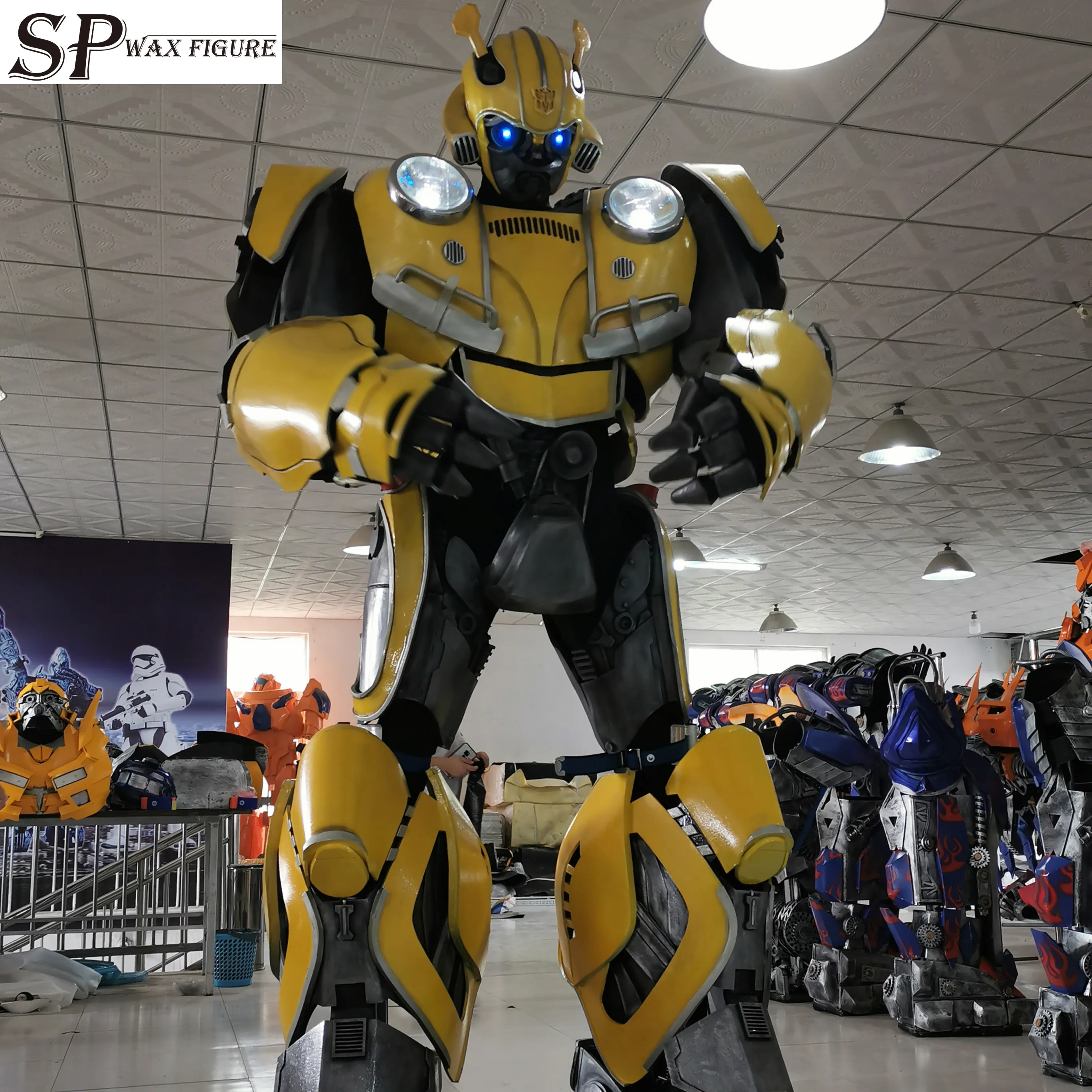 2019 Amazing Realistic Human Control Robot Props Costumes,  LED Eyes Bumblebee Robot Costume Suits, transformer costume