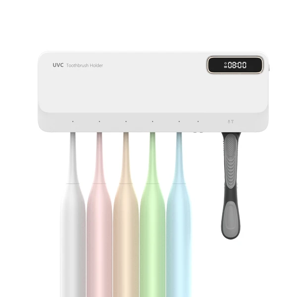 Newest wall mounted toothbrush sterilizer with heat and fan drying toothbrush holder bathroom time display toothbrush sanitizer