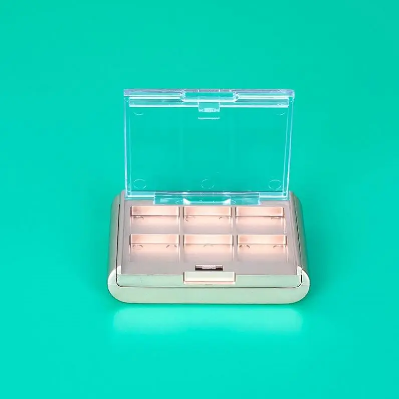 8 Colors Yellow Case Clear Lid Plastic Eyeshadow Palette With Space For Brush