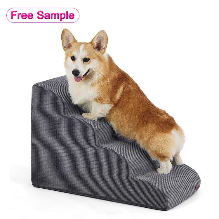 High-Density Non-Slip Foam Pet Steps Dog Stairs for High Bed Sofa Puppy Indoor Soft Plush Ladder