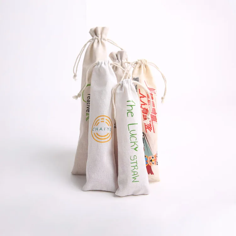 Eco Friendly Reusable Package for Stainless Steel Straws and Brushes Set Chopsticks drawstring Bag