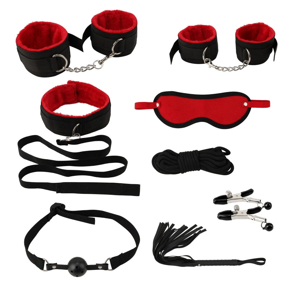 Amazon Hot sell 8pcs Bondage Kit SM toys adult games toys Roleplay game sex handcuffs bdsm game